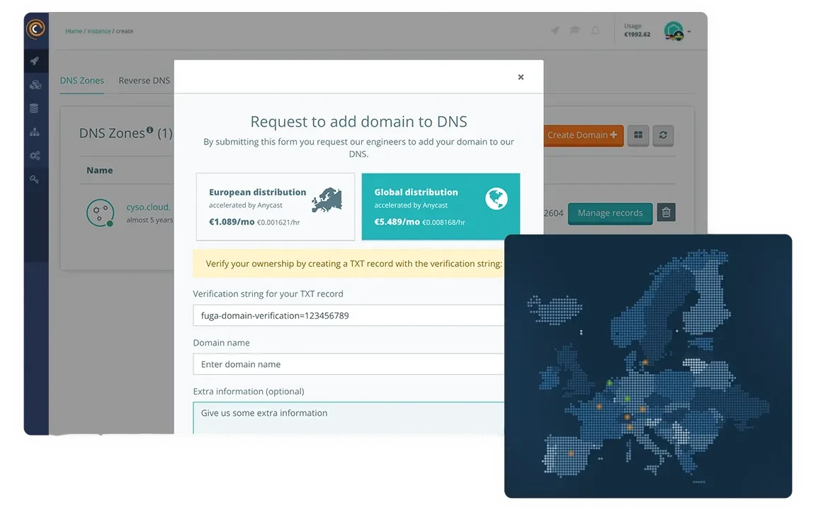 A preview of our cloud DNS dashboard