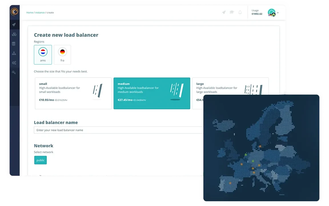 A preview of our cloud load balancer dashboard